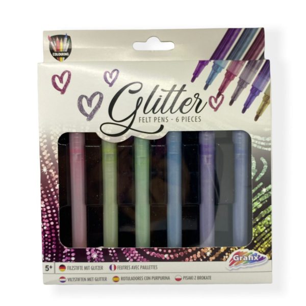 Markere Glitter cu varf din fetru Grafix 150041