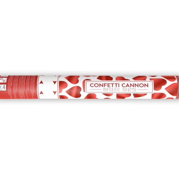Tun de confetti inimi metalice 40cm PartyDeco TUKHR40