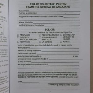 Dosar Medical + Fișă Aptitudini + Fișă Risc