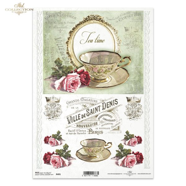 Hârtie de orez Tea time ITD Collection R0491
