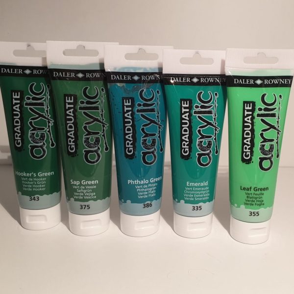 Daler Rowney - Culori acrylic graduate nuante de verde 120 ml