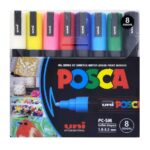 Set 8 culori markere UniBall Posca PC-5M