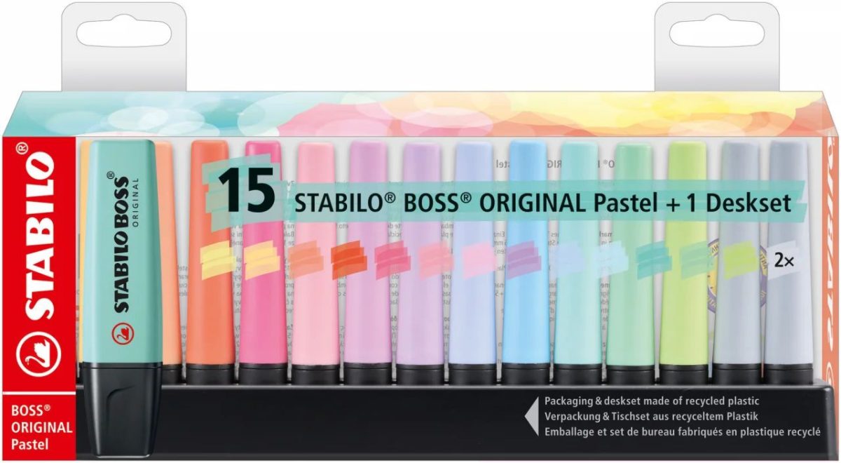 Stabilo Boss Original Textmarker Deskset 15 culori pastel