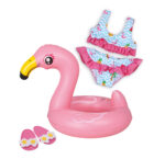 Ținută pentru jucării costum de baie cu colac flamingo Heless 99