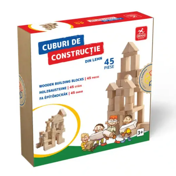 Cuburi de construcție din lemn – 45 piese D-Toys 60105