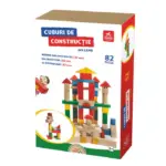 Cuburi de construcție colorate din lemn, 82 piese D-Toys 62444