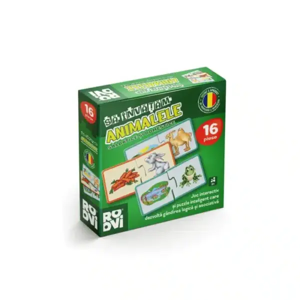 Să învățăm animalele – Joc educativ – puzzle 16 piese D-Toys 50793