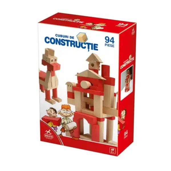 Cuburi de construcție colorate din lemn, 94 piese D-Toys 61249