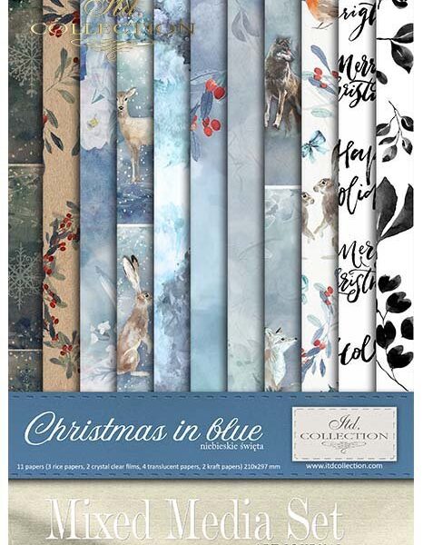 Kit creativ hârtie Christmas in blue ITD MS010