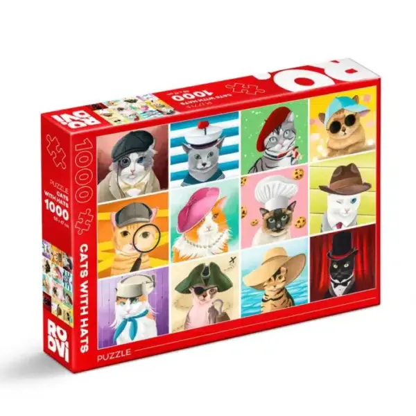 Puzzle Cats with Hats – Puzzle adulți 1000 piese D-Toys 79459