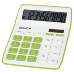 Calculator de birou cu 10 cifre cu alimentare dublă (solară și baterie), verde Genie 12266