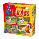 Set 4 puzzle-uri Animale de 12, 24, 35 și 48 piese D-Toys 64585