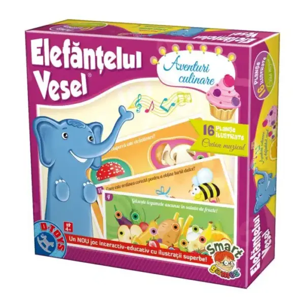 Elefănțelul Vesel – Aventuri Culinare, creion muzical și planșe ilustrate cu ingrediente – Joc educativ D-Toys 71897