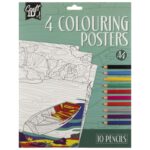 Set 4 postere de colorat A4 Moxy CR5020/GE