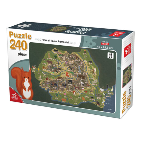 Puzzle 240 Flora si Fauna Romaniei D-Toys 76366