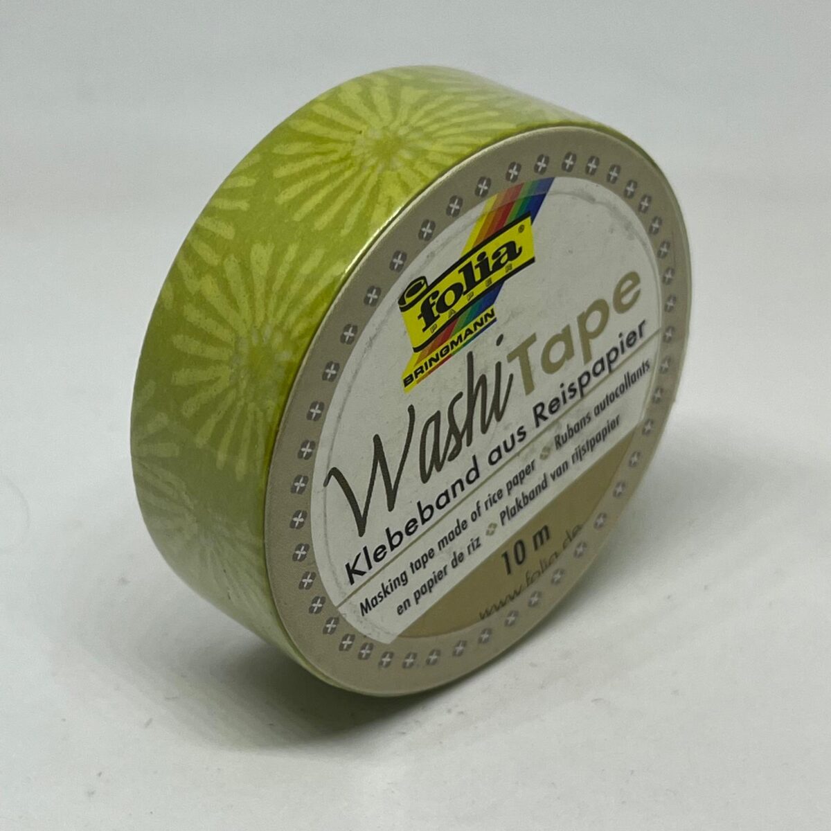 Washi tape verde lime cu flori Folia 26045