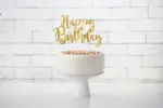 Topper auriu pentru tort Happy Birthday PartyDeco KPT11-019M