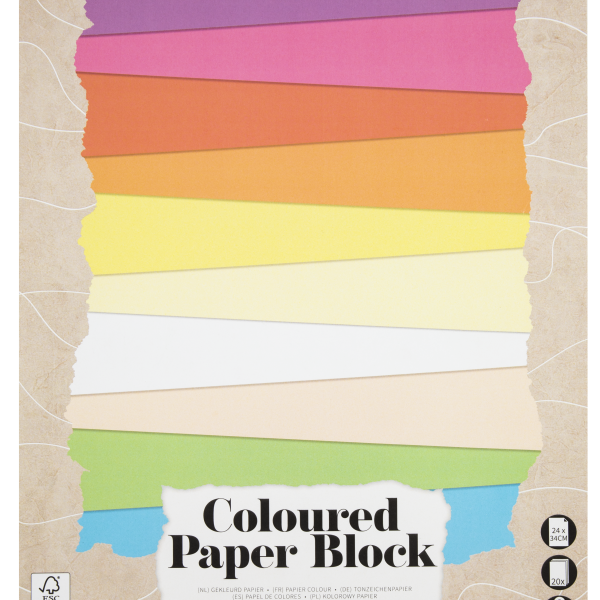 Carton colorat pastel 20 coli 24x34cm CraftID CR0040/GE