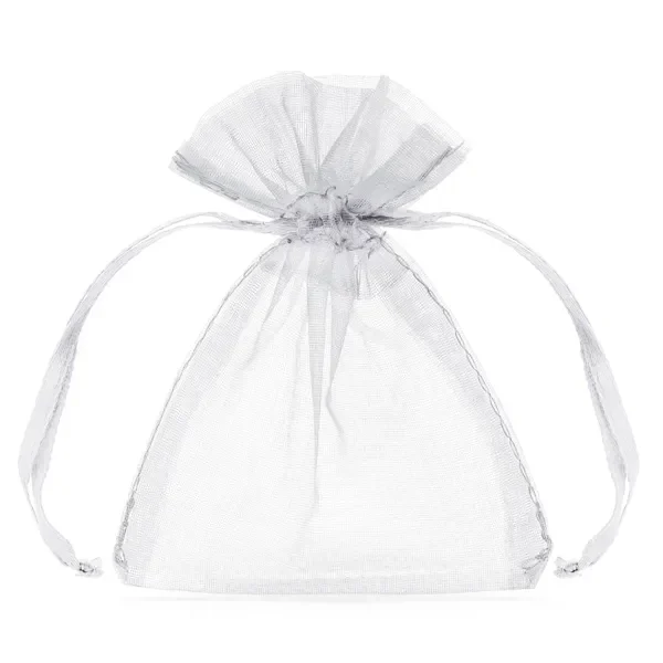 Sacoșă organza albă 10 cm set 10 PartyDeco WRG5-008-10