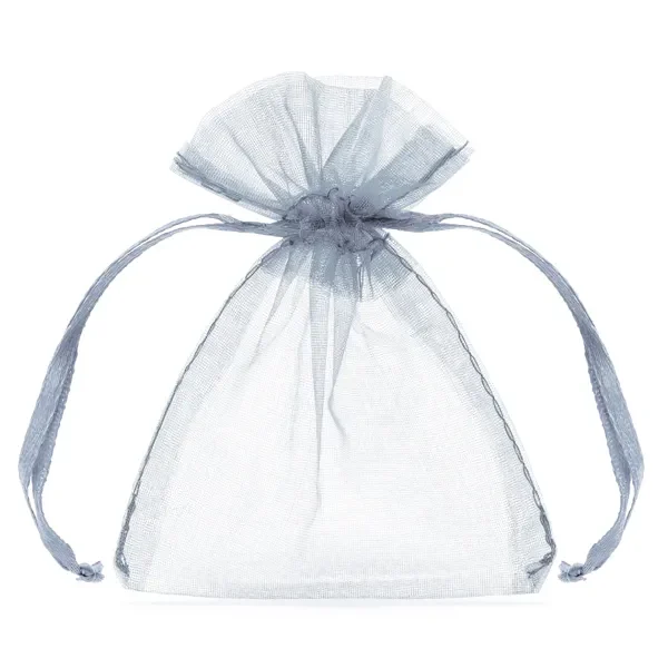 Sacoșă organza argintie 10 cm set 10 PartyDeco WRG5-018-10