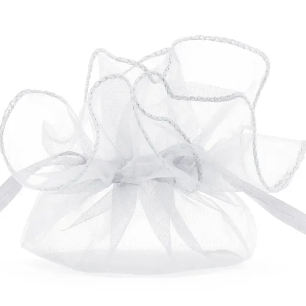 Sacoșă organza alb 25 cm set 10 PartyDeco WRG6-008-10