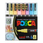 Set 8 culori pastel markere UniBall Posca PC-3M M1484