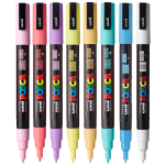 Set 8 culori pastel markere UniBall Posca PC-3M M1484