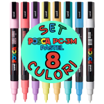 Set 8 culori pastel markere UniBall Posca PC-3M M1484