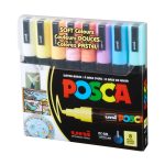 Set 8 culori pastel markere Posca PC-5M UniBall M1487