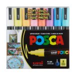 Set 8 culori pastel markere Posca PC-5M UniBall M1487