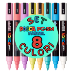 Set 8 culori pastel markere Posca PC-5M UniBall M1487