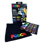 Set 8 culori markere în săculeț UniBall Posca PC-5M