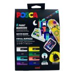 Set 8 culori markere în săculeț UniBall Posca PC-5M