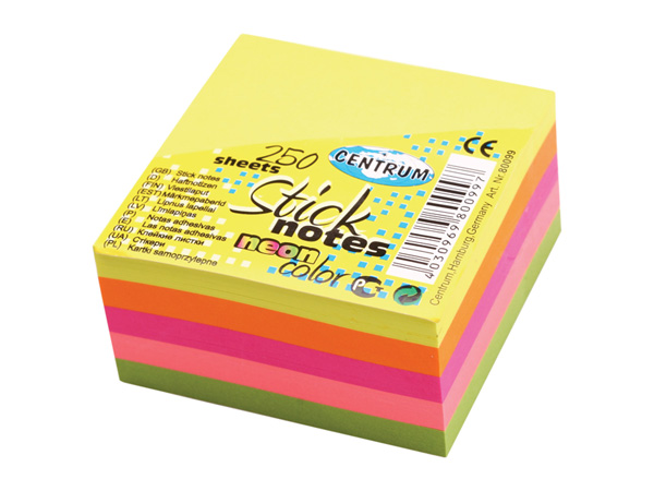 Notes Adeziv 51x51mm 250 Coli 5 Culori Neon Centrum 80099