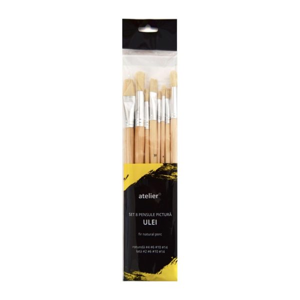 Set 8 pensule pictura ulei Atelier AT10010