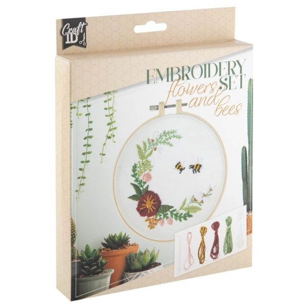Set broderie flori și albine 15 cm CraftID CR1734/GE