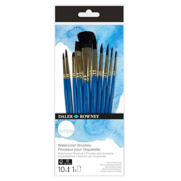 Set 10 pensule Watercolour Simply Daler Rowney 216610110