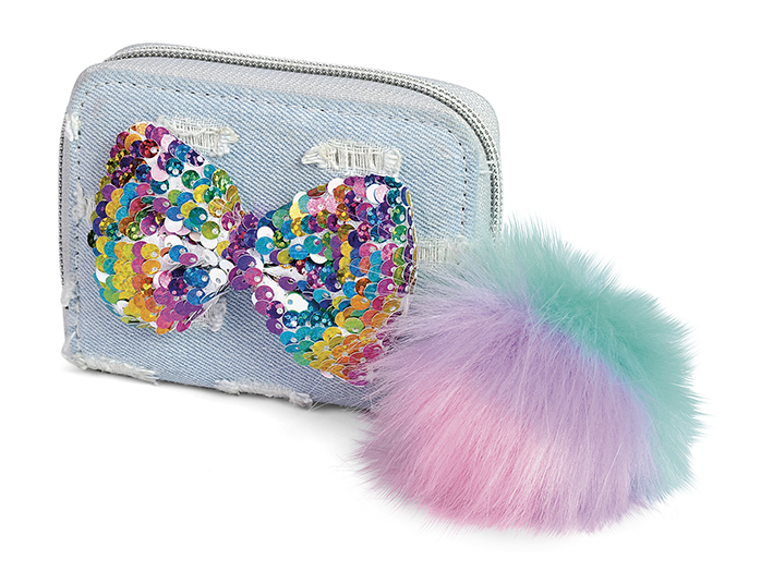 Portmoneu cu pompom denim Lebez 61834